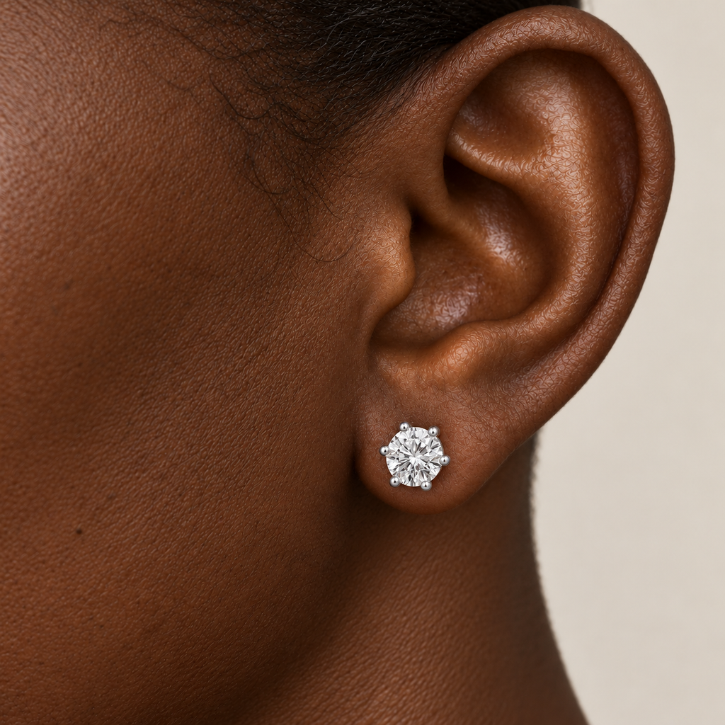 Round Solaria 6-Prong Stud by STUDIOHERSBY worn on the ear