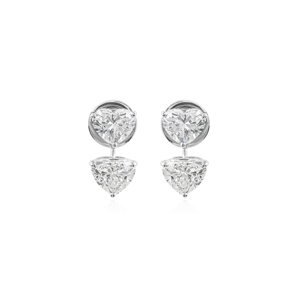 Twin Heart Diamond Drops by STUDIOHERSBY in 18K white gold with natural diamonds