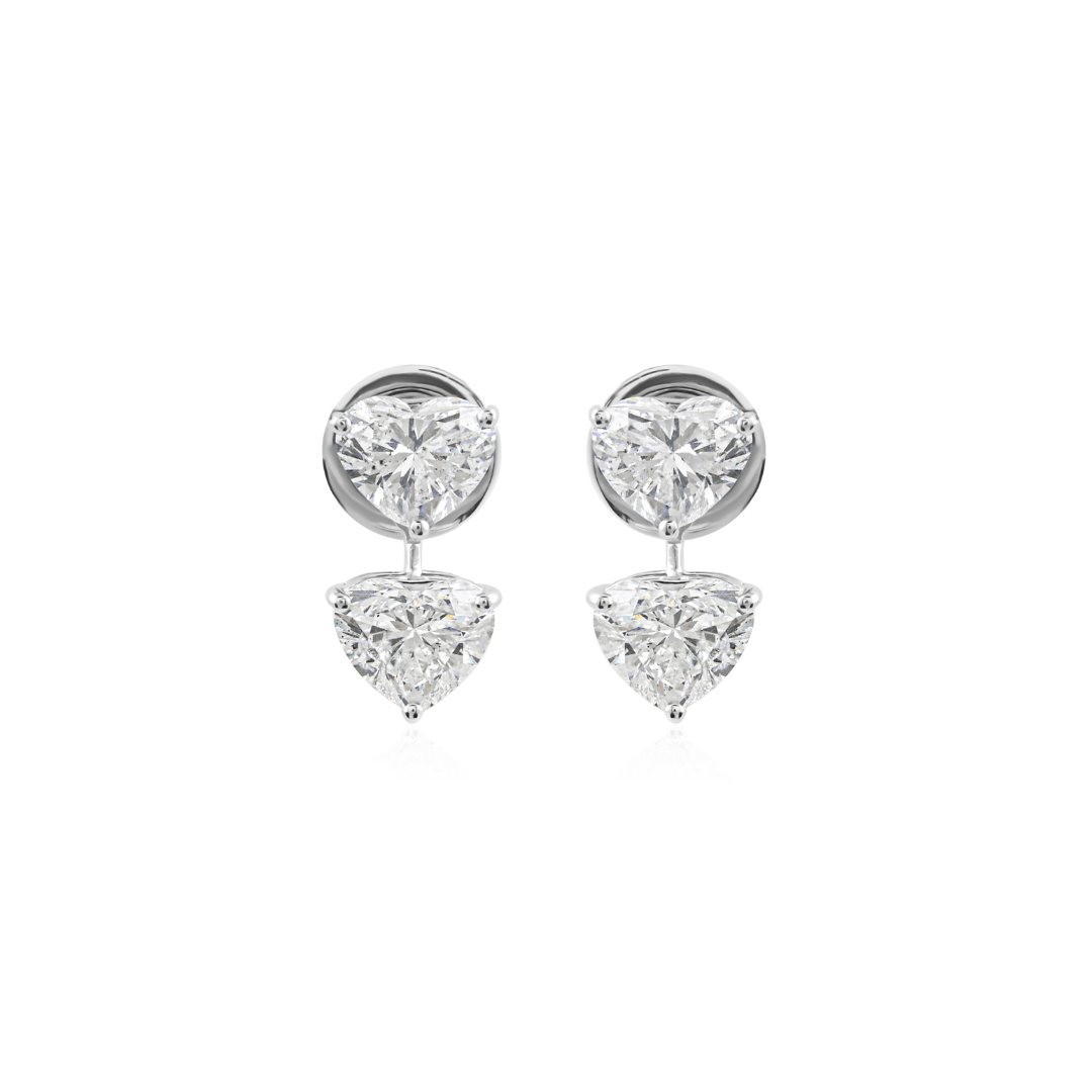 Twin Heart Diamond Drops by STUDIOHERSBY in 18K white gold with natural diamonds