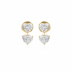 Twin Heart Diamond Drops by STUDIOHERSBY in 18K yellow gold with natural diamonds