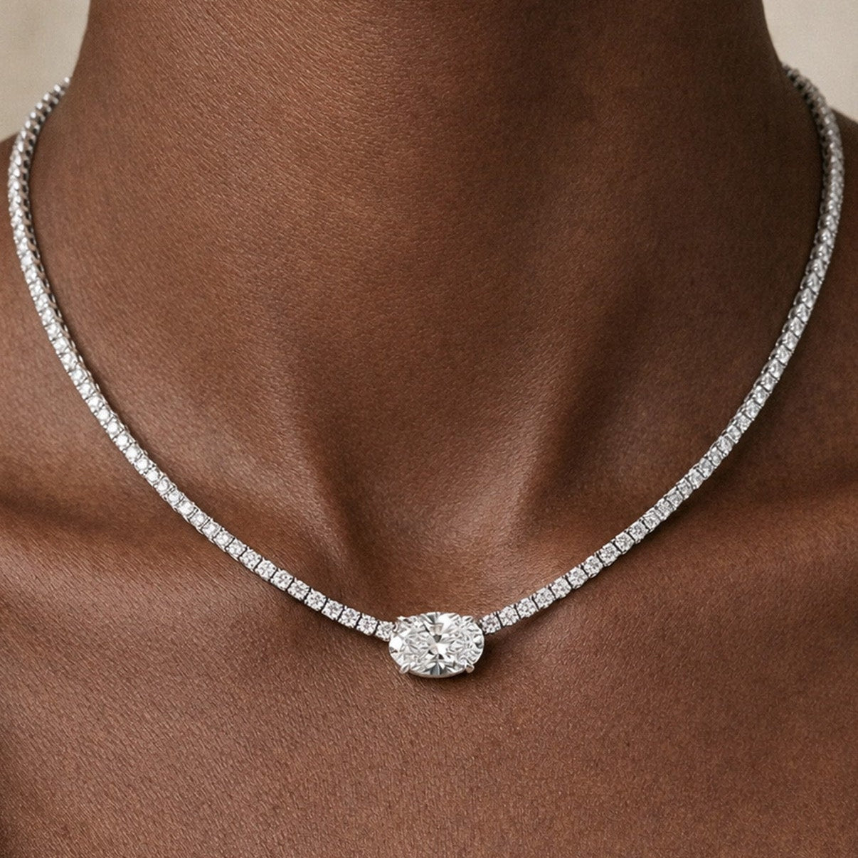 Grand Oval Tennis Necklace